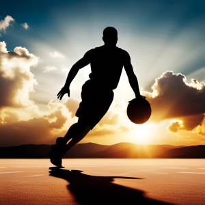 silhouette de joueur de basketball en action